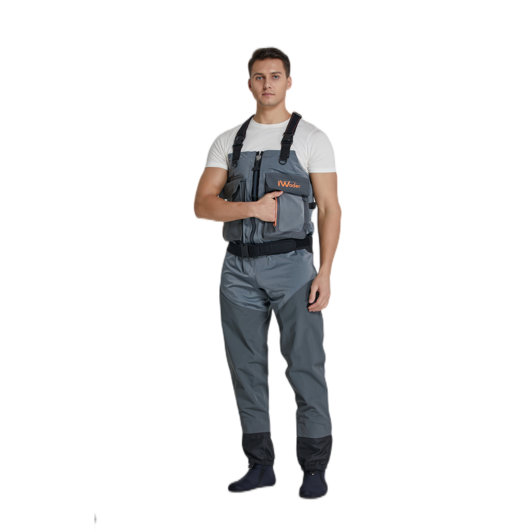 DRRYFSH Zip-Front Breathable Chest Fishing Waders Zippered Stockingfoot  Size: XL